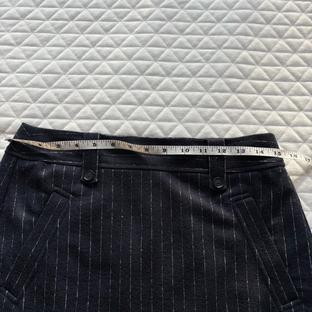 Loft Straight Skirt Size 6 Navy Pinstriped Wool Blend Belt Hoops Pockets Career - Picture 10 of 12